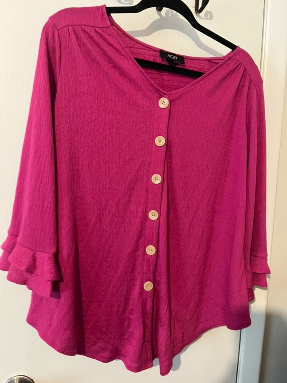 ABG Button down Blouse Fuchsia Color SZ L - Picture 6 of 6